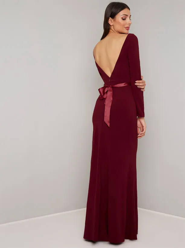 Open Back Bow Detail Maxi Dress in Red sold by Chi Chi London product image thumbnail 2