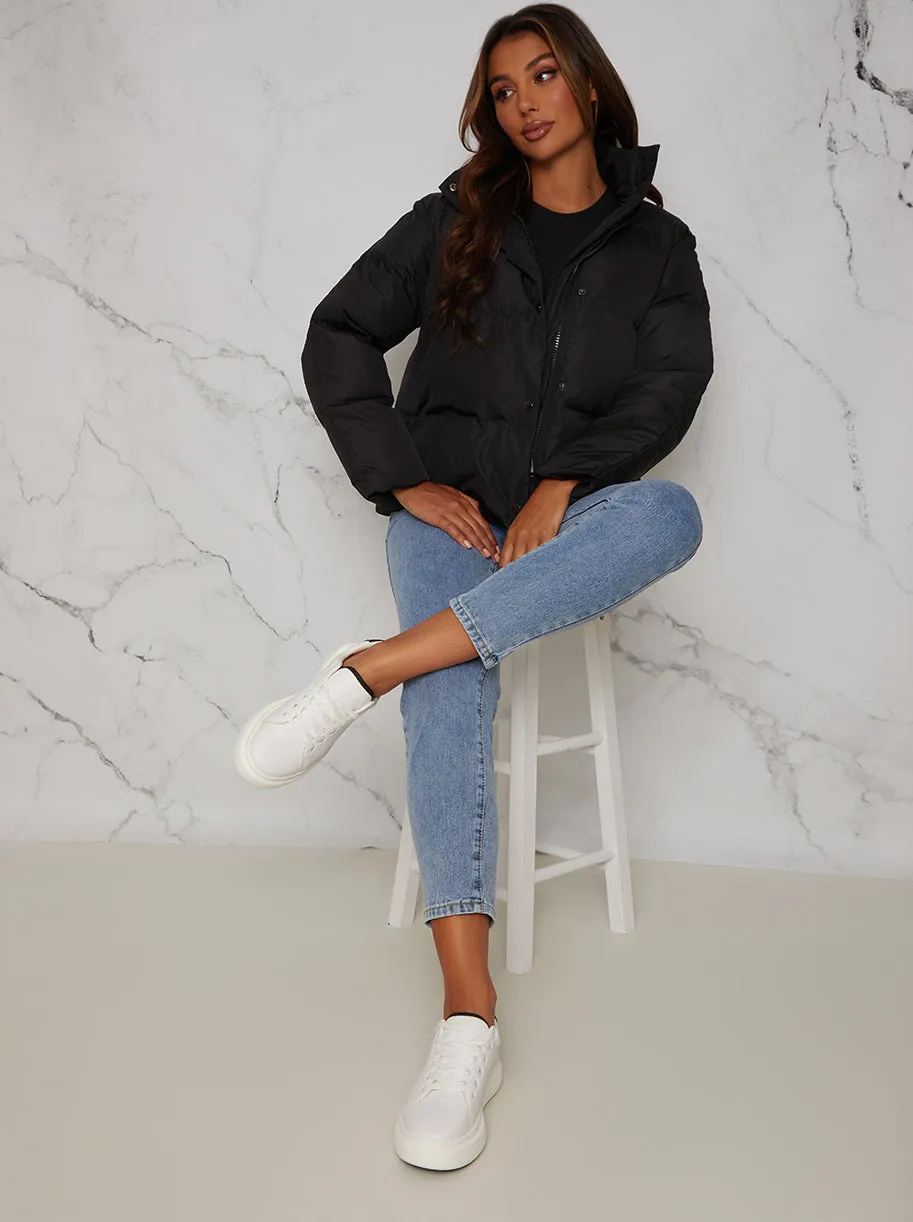 Cropped Padded Puffer Coat in Black sold by Chi Chi London product image thumbnail 2