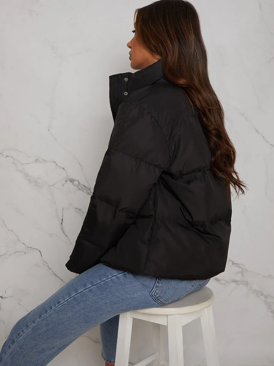 Cropped Padded Puffer Coat in Black sold by Chi Chi London product image thumbnail 3