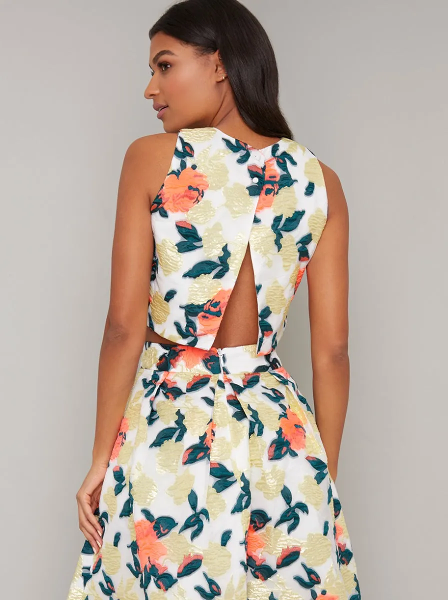Floral Jacquard Crop Top in Multi sold by Chi Chi London product image thumbnail 4