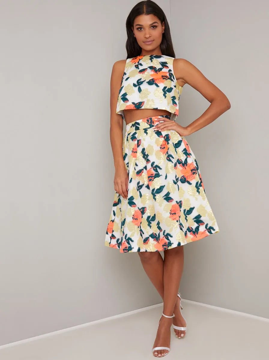 Floral Jacquard Crop Top in Multi sold by Chi Chi London product image thumbnail 2