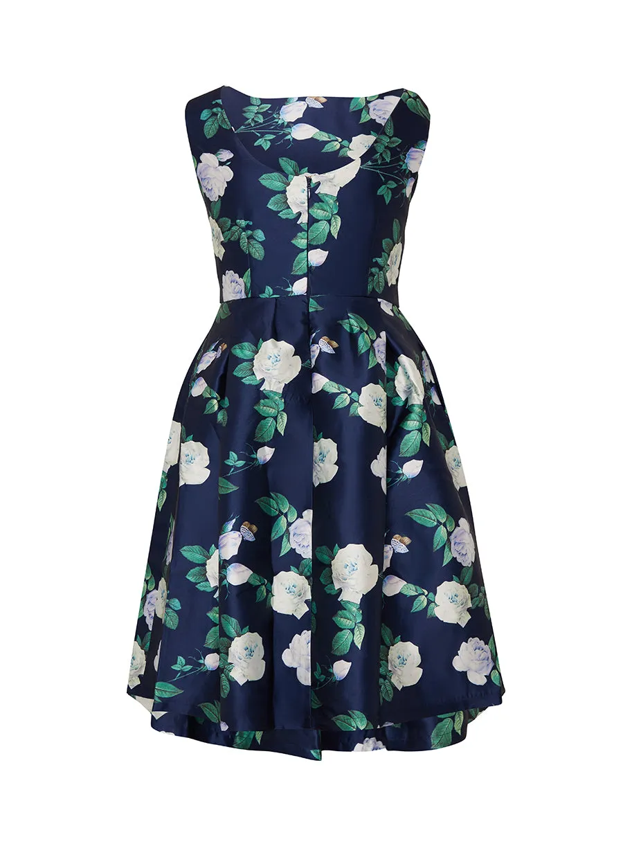 Plus Size Boat Neck Floral Print Skater Dress in Navy sold by Chi Chi London product image thumbnail 2