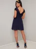 Petite Cap Sleeve Lace Chiffon Mini Dress in Blue sold by Chi Chi London