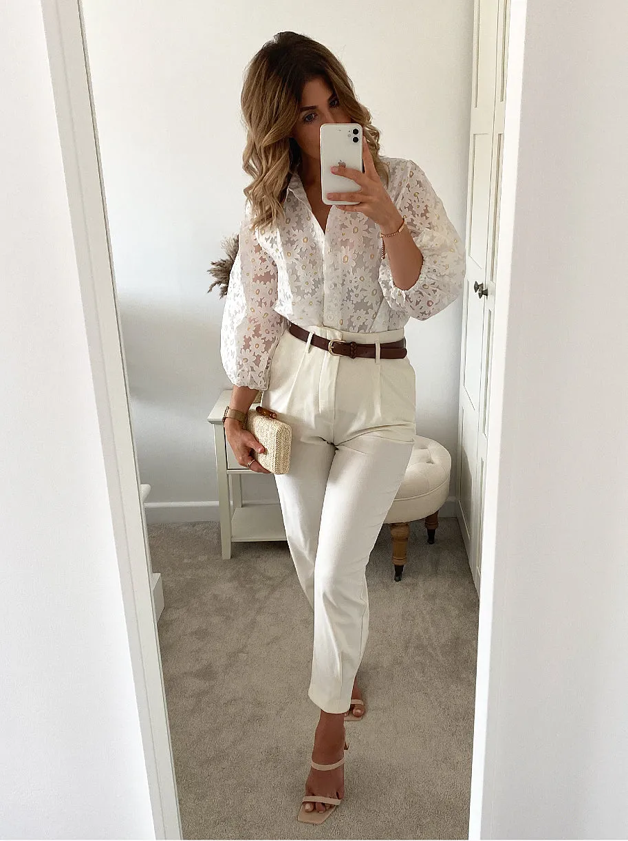Ballon Sleeve Lace Top in White sold by Chi Chi London product image thumbnail 2