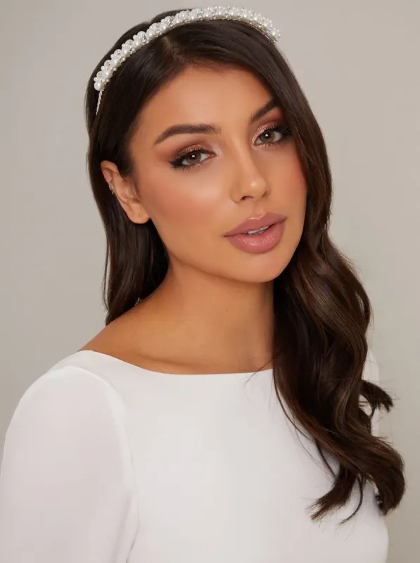 Faux Pearl Headband in Ivory sold by Chi Chi London