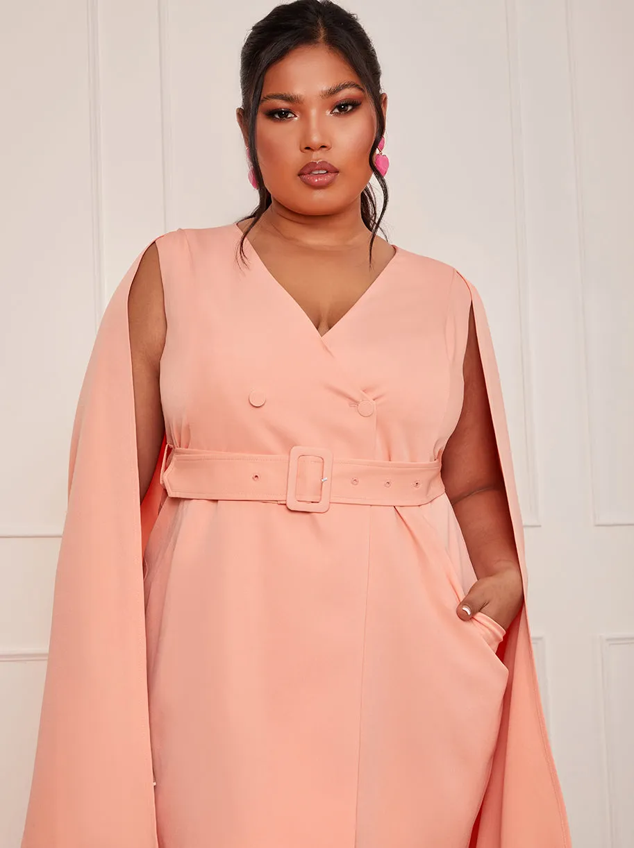 Plus Size Blazer Dress with Cape Detail in Orange sold by Chi Chi London product image thumbnail 4