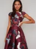 Floral Print Cap Sleeved Midi Dress in Red sold by Chi Chi London