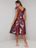 Floral Print Cap Sleeved Midi Dress in Red sold by Chi Chi London