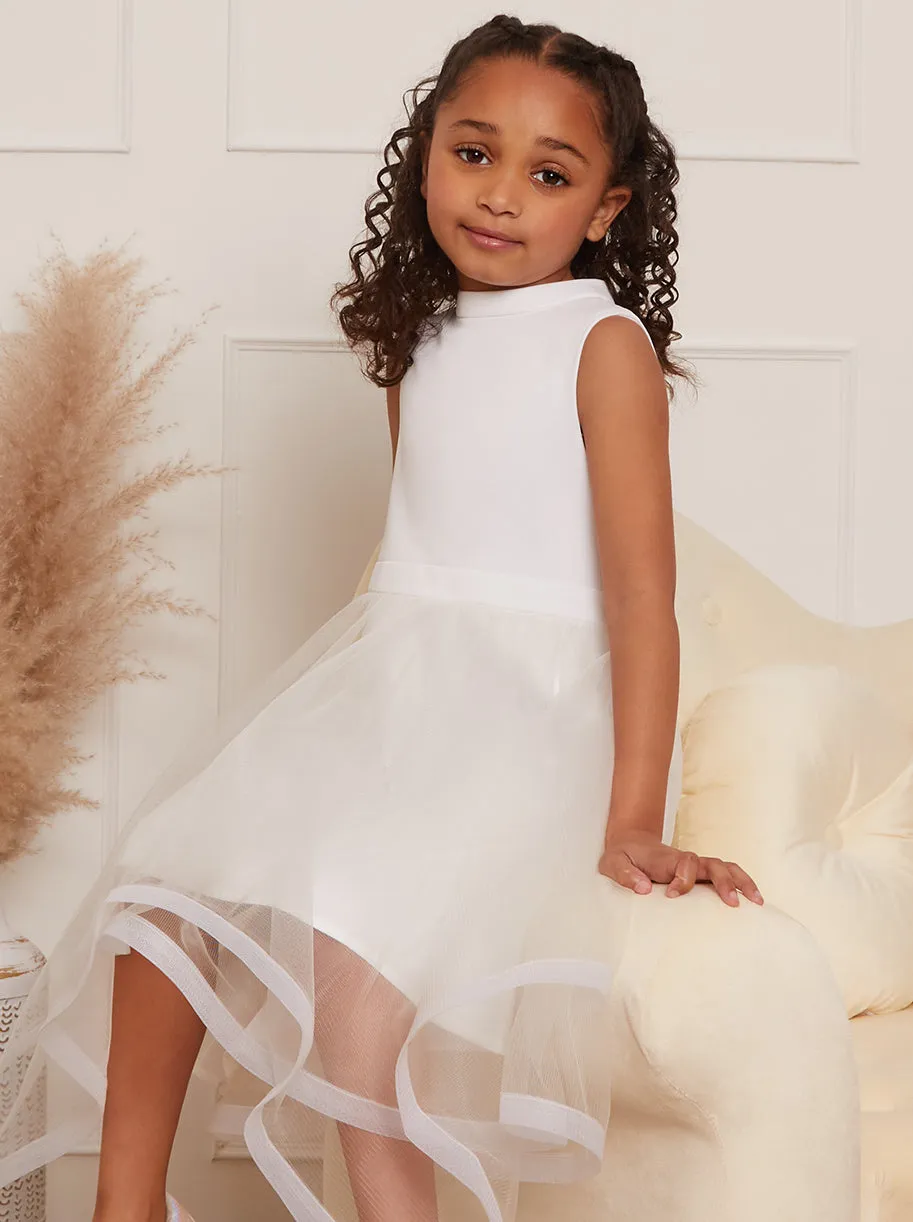 Younger Girls Tulle Layered Flower Girl Dress in White sold by Chi Chi London product image thumbnail 2