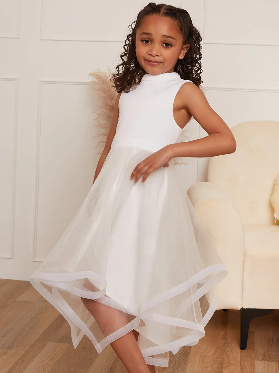 Younger Girls Tulle Layered Flower Girl Dress in White sold by Chi Chi London product image thumbnail 3