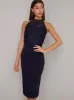 3D Flower Detail Bodycon Midi Dress in Blue sold by Chi Chi London