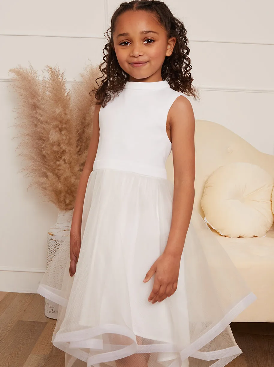 Younger Girls Tulle Layered Flower Girl Dress in White sold by Chi Chi London product image thumbnail 4