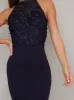 3D Flower Detail Bodycon Midi Dress in Blue sold by Chi Chi London
