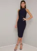 3D Flower Detail Bodycon Midi Dress in Blue sold by Chi Chi London