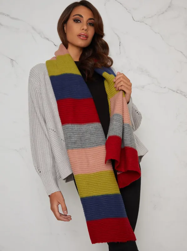 Rib Knit Colour Block Scarf in Multi sold by Chi Chi London