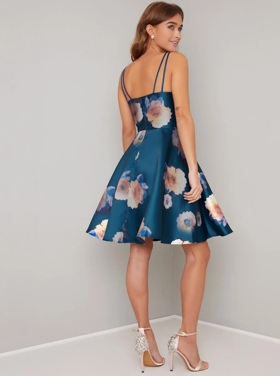 Petite Cami Strap Floral Mini Dress in Green sold by Chi Chi London