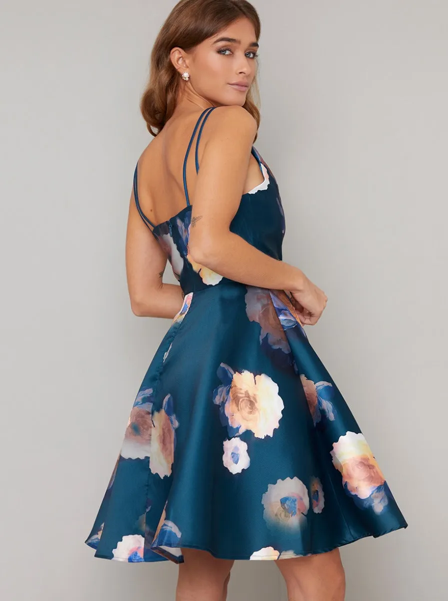 Petite Cami Strap Floral Mini Dress in Green sold by Chi Chi London product image thumbnail 4