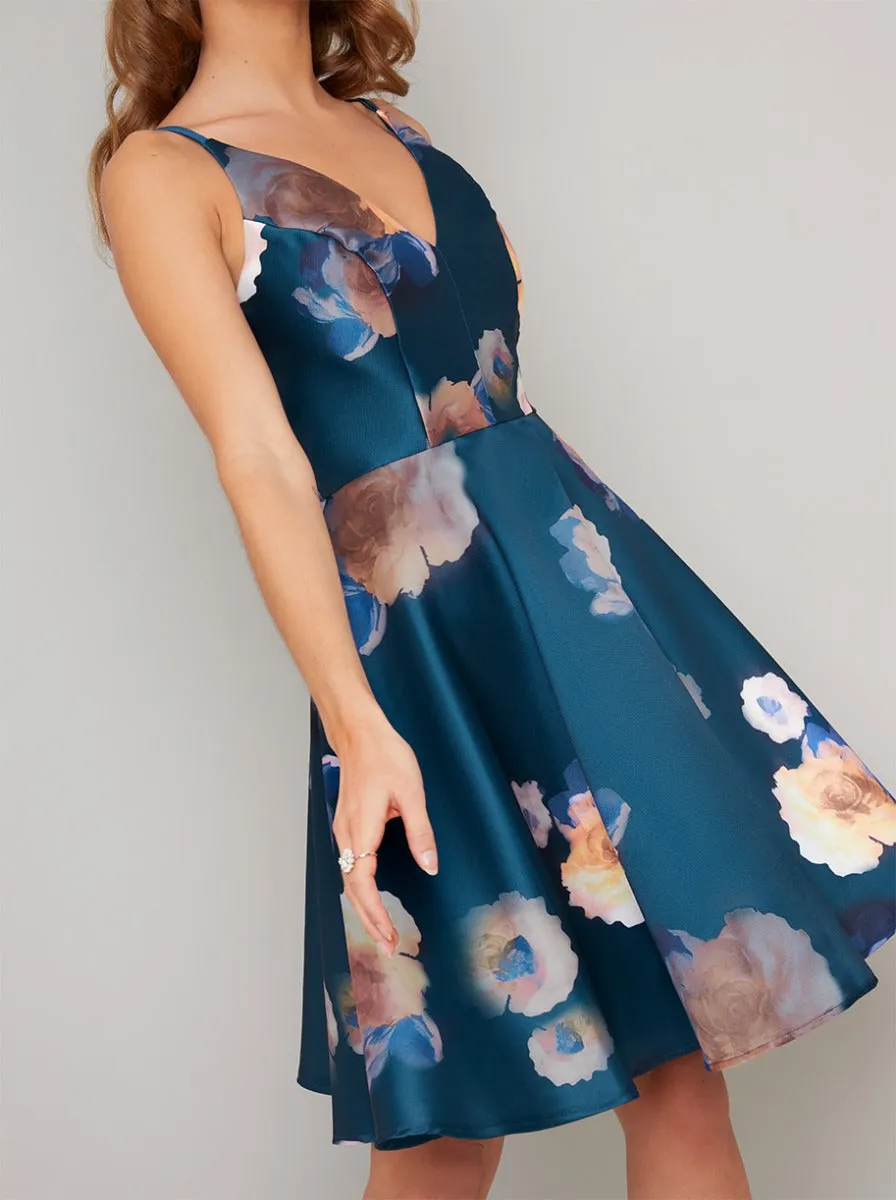 Petite Cami Strap Floral Mini Dress in Green sold by Chi Chi London product image thumbnail 3