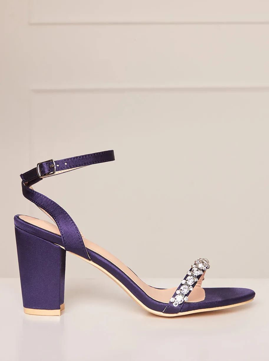 Block Heel Diamante Strap Sandals in Navy sold by Chi Chi London product image thumbnail 3