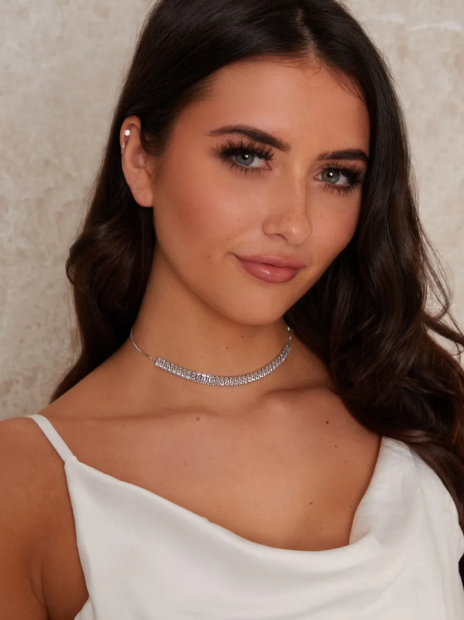Diamante Necklace in Silver Tone sold by Chi Chi London
