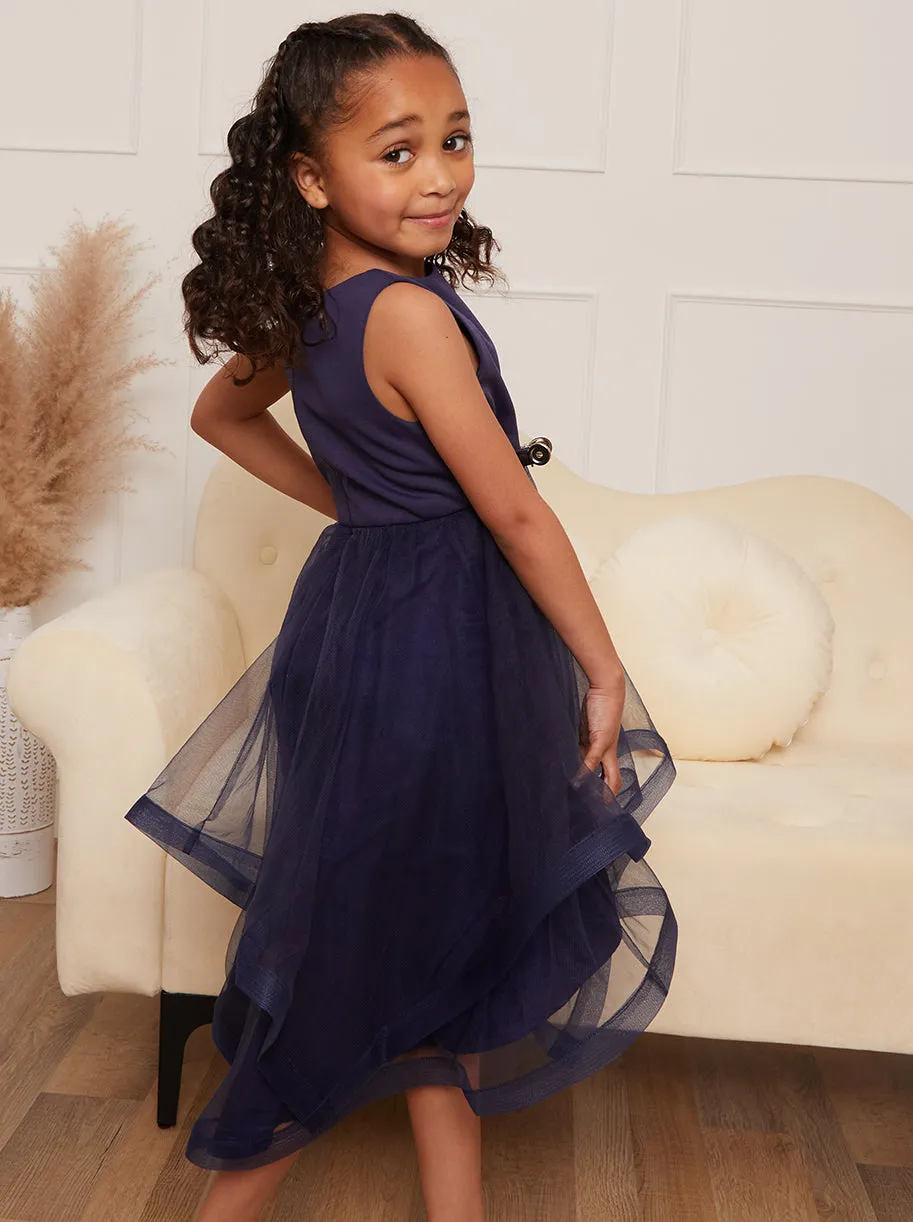 Younger Girls Tulle Layered Midi Dress in Navy sold by Chi Chi London product image thumbnail 2