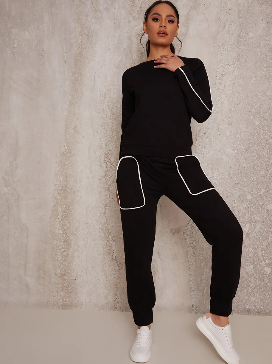 Contrast Binding Loungewear Set in Black sold by Chi Chi London product image thumbnail 2