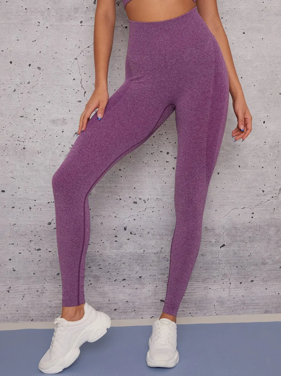 Sports Leggings with Body Contouring Design in Purple sold by Chi Chi London product image thumbnail 3