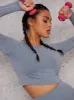 Long Sleeve Cropped Sports Top in Grey sold by Chi Chi London