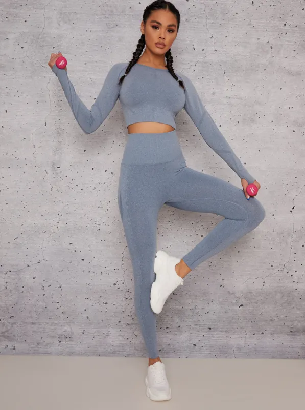 Long Sleeve Cropped Sports Top in Grey sold by Chi Chi London