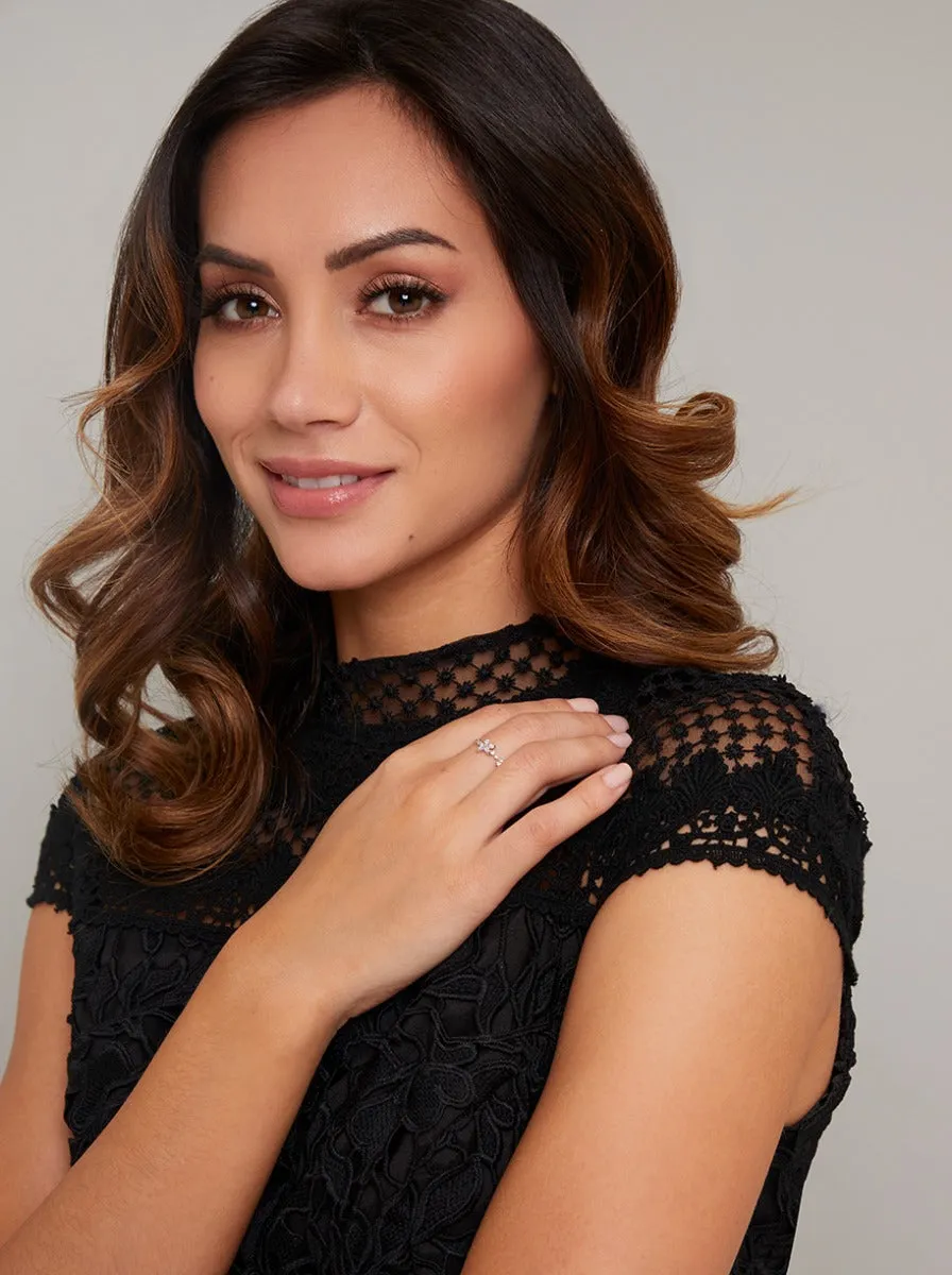 Diamante Flower Ring in Silver Tone sold by Chi Chi London product image thumbnail 2