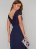 Floral Crochet Bodice Short Sleeve Midi Dress in Blue sold by Chi Chi London