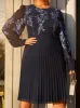 Plus Size Floral Embroidered Pleated Midi Dress in Navy sold by Chi Chi London