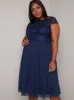 Plus Size Lace Detail Cap Sleeve Midi Dress in Blue sold by Chi Chi London