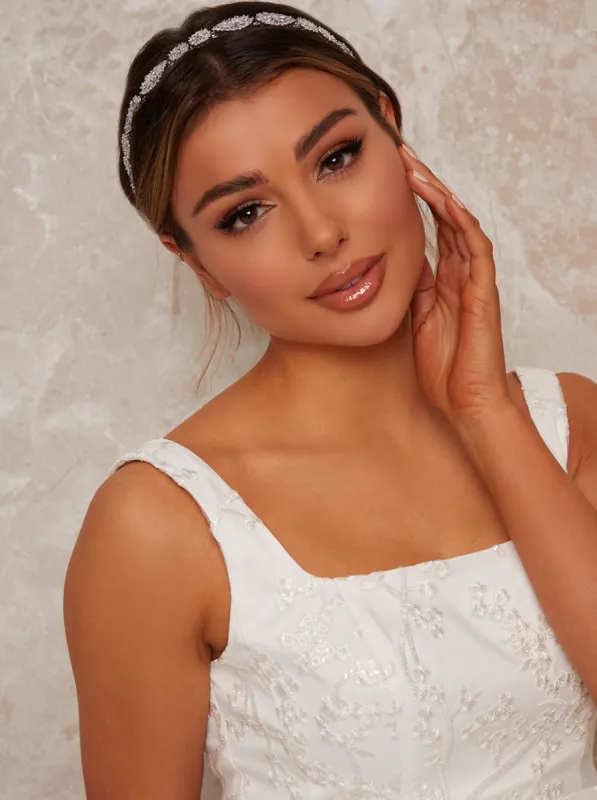 Gemstone Encrusted Hair Piece in Silver sold by Chi Chi London