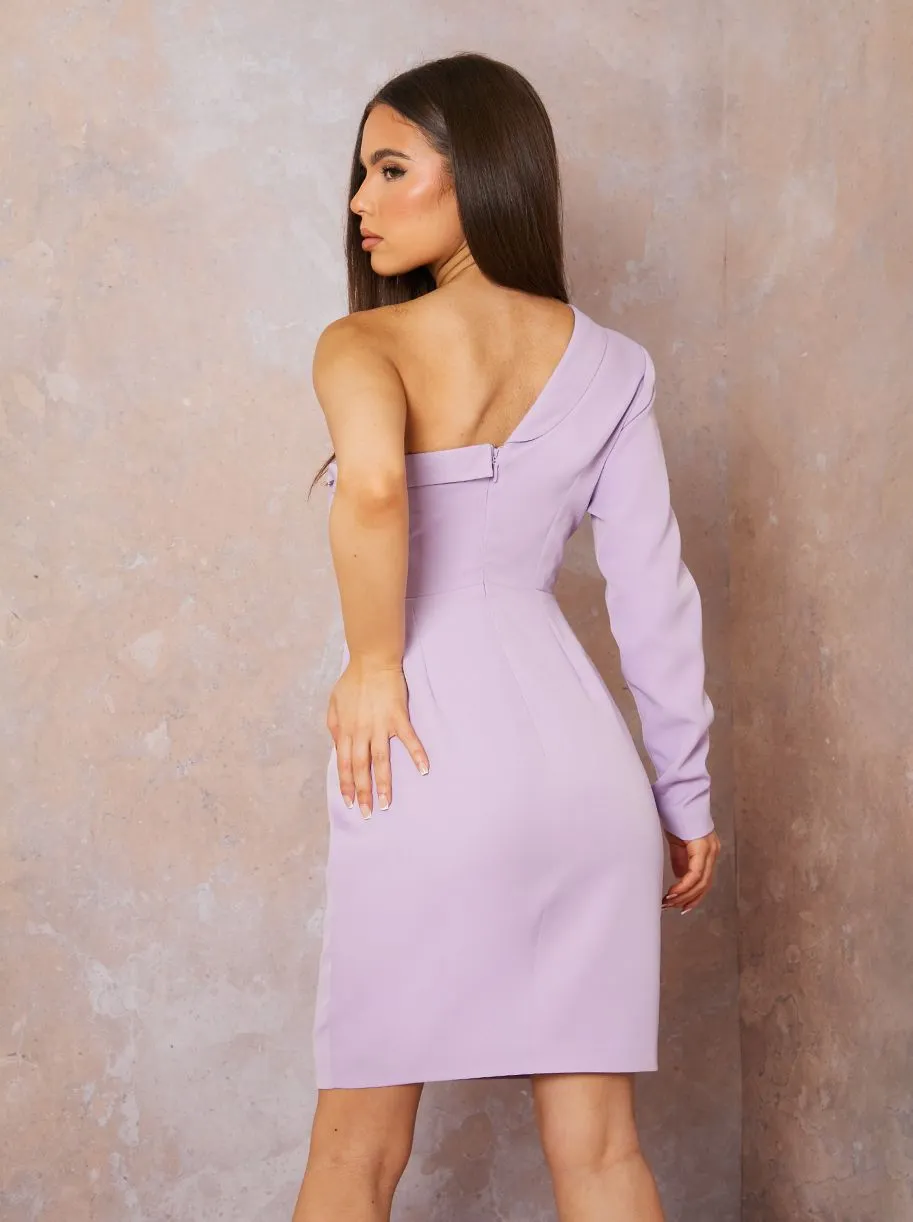 One Shoulder Blazer Dress in Lilac sold by Chi Chi London product image thumbnail 3