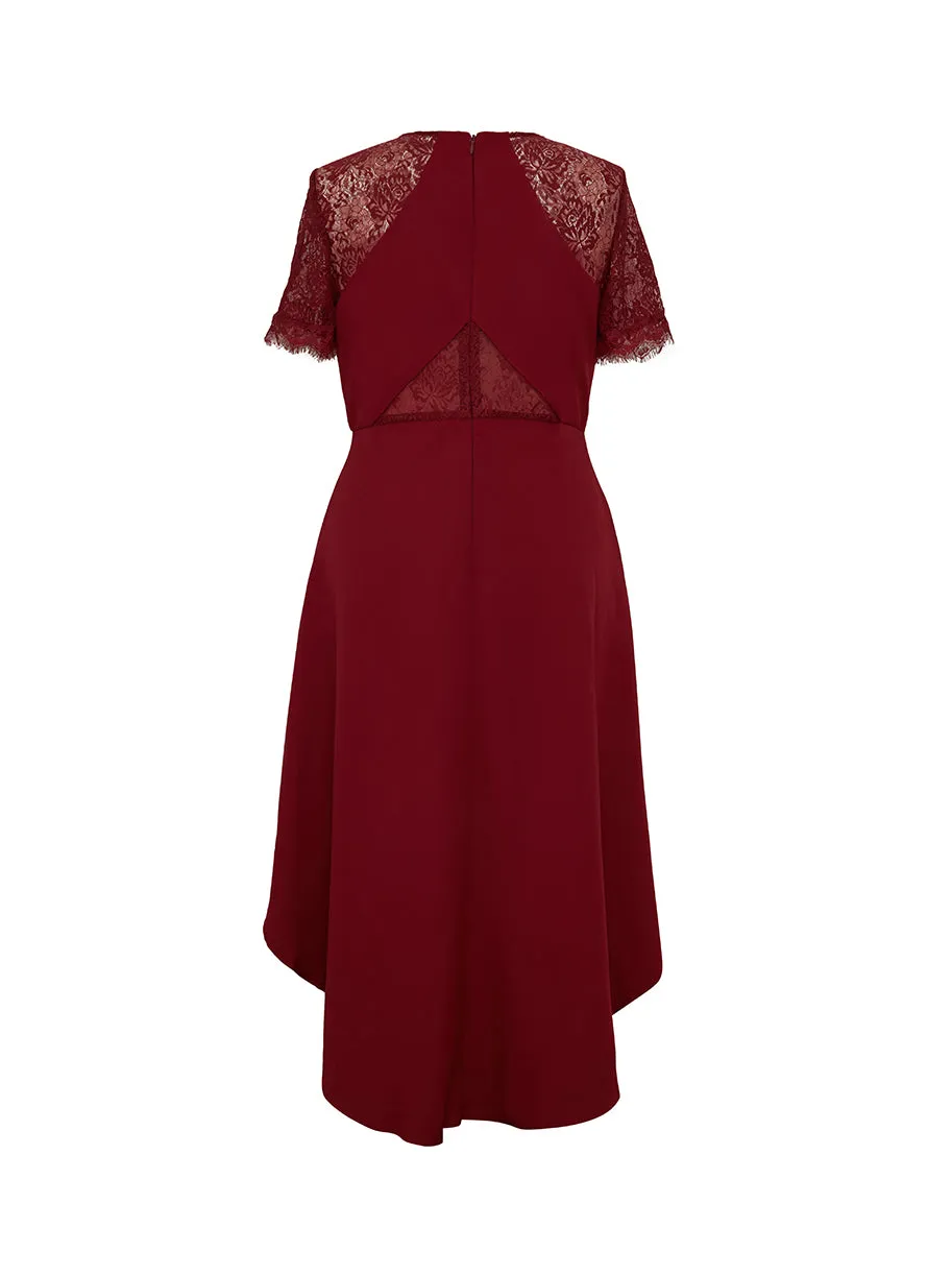 Plus Size Embroidered Bodice Dress in Burgundy sold by Chi Chi London product image thumbnail 2