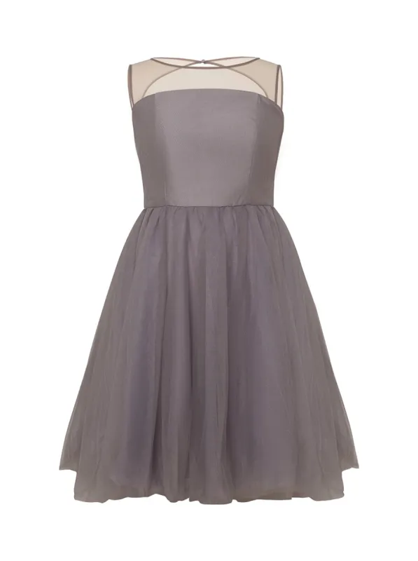 Plus Size Sleeveless Tulle Midi Dress in Lilac sold by Chi Chi London