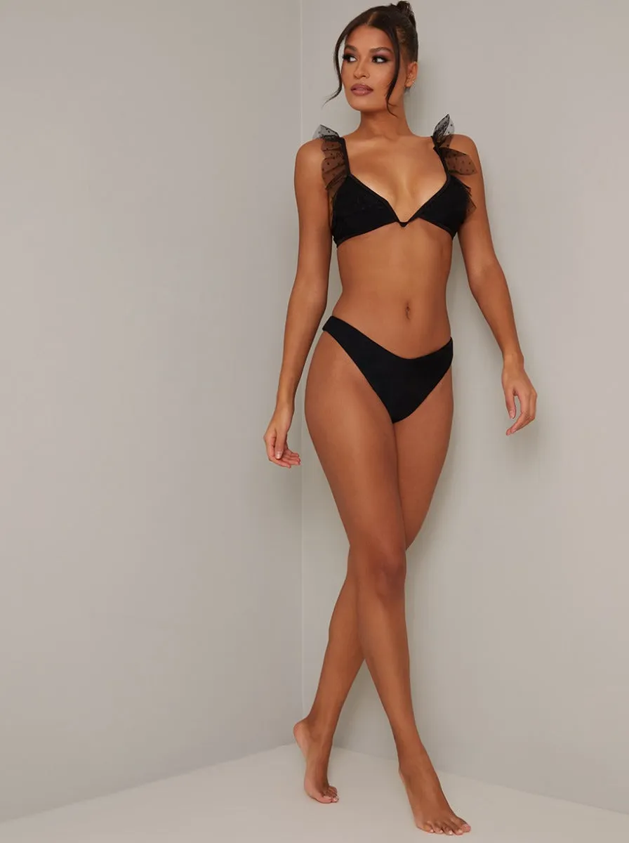 Tulle Frill Detail Bikini Top in Black sold by Chi Chi London product image thumbnail 4