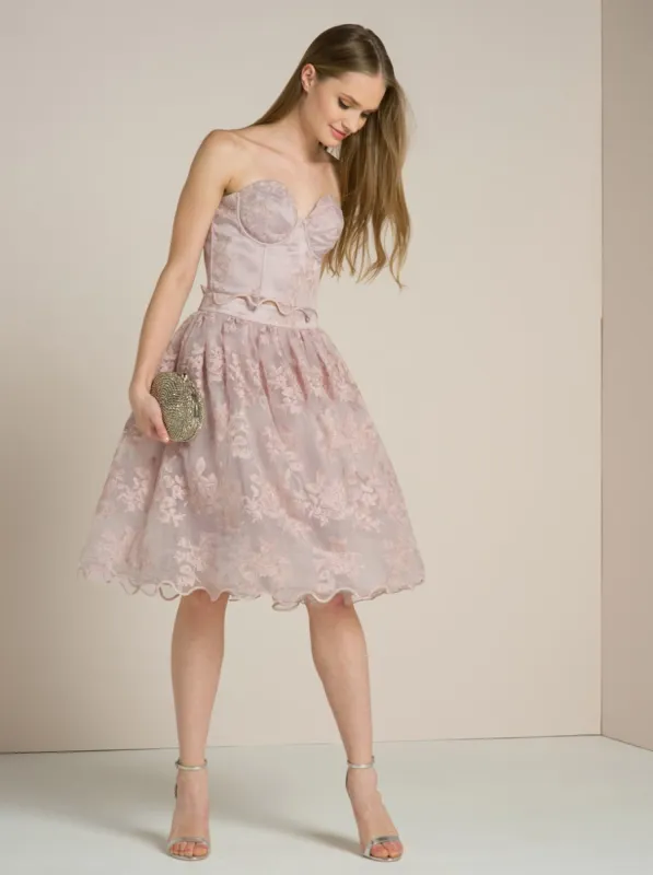 Lace Mesh Midi Skirt in Pink sold by Chi Chi London