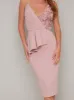 Cami Strap Pleat Detail Bodycon Dress in Pink sold by Chi Chi London