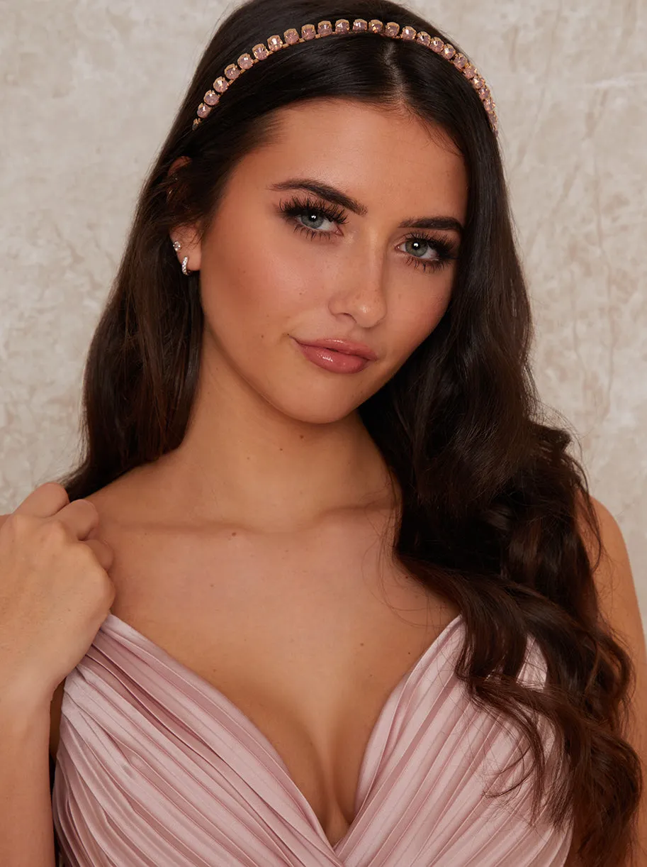 Jewelled Square Statement Occasion Headband In Pink sold by Chi Chi London product image thumbnail 2