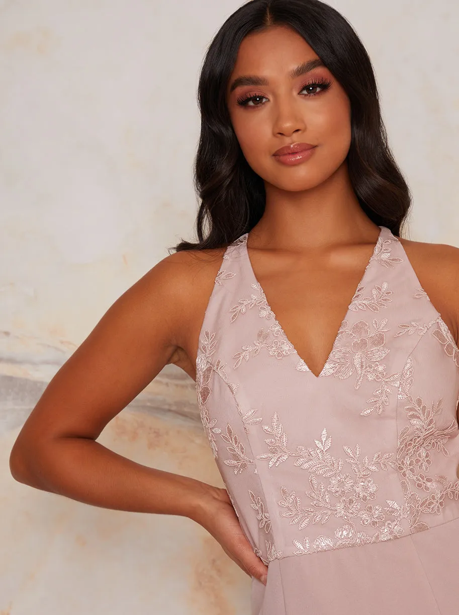 Lace Bodycon Maxi Dress in Pink sold by Chi Chi London product image thumbnail 5