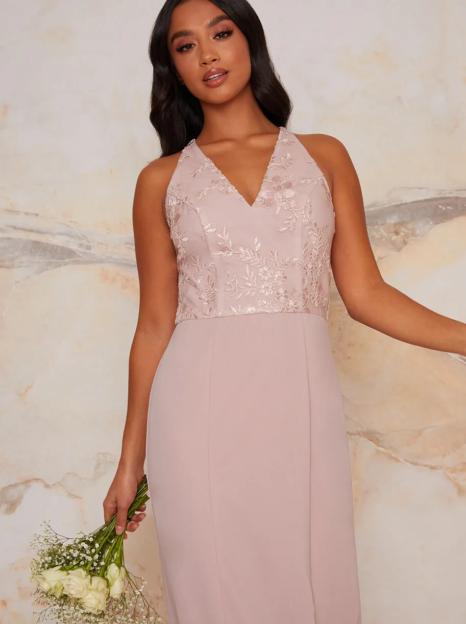 Lace Bodycon Maxi Dress in Pink sold by Chi Chi London product image thumbnail 4