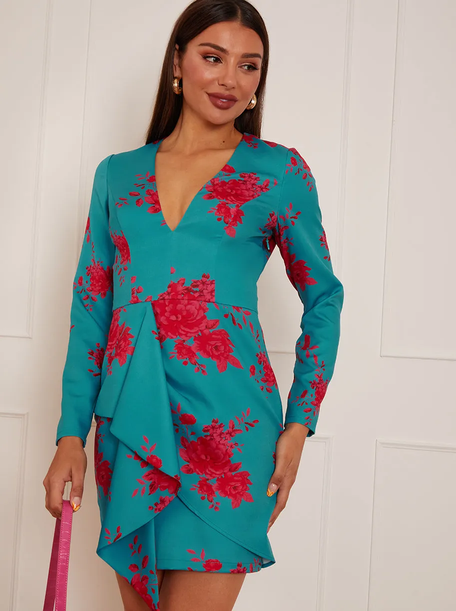 Long Sleeve Floral Printed Mini Dress sold by Chi Chi London product image thumbnail 2