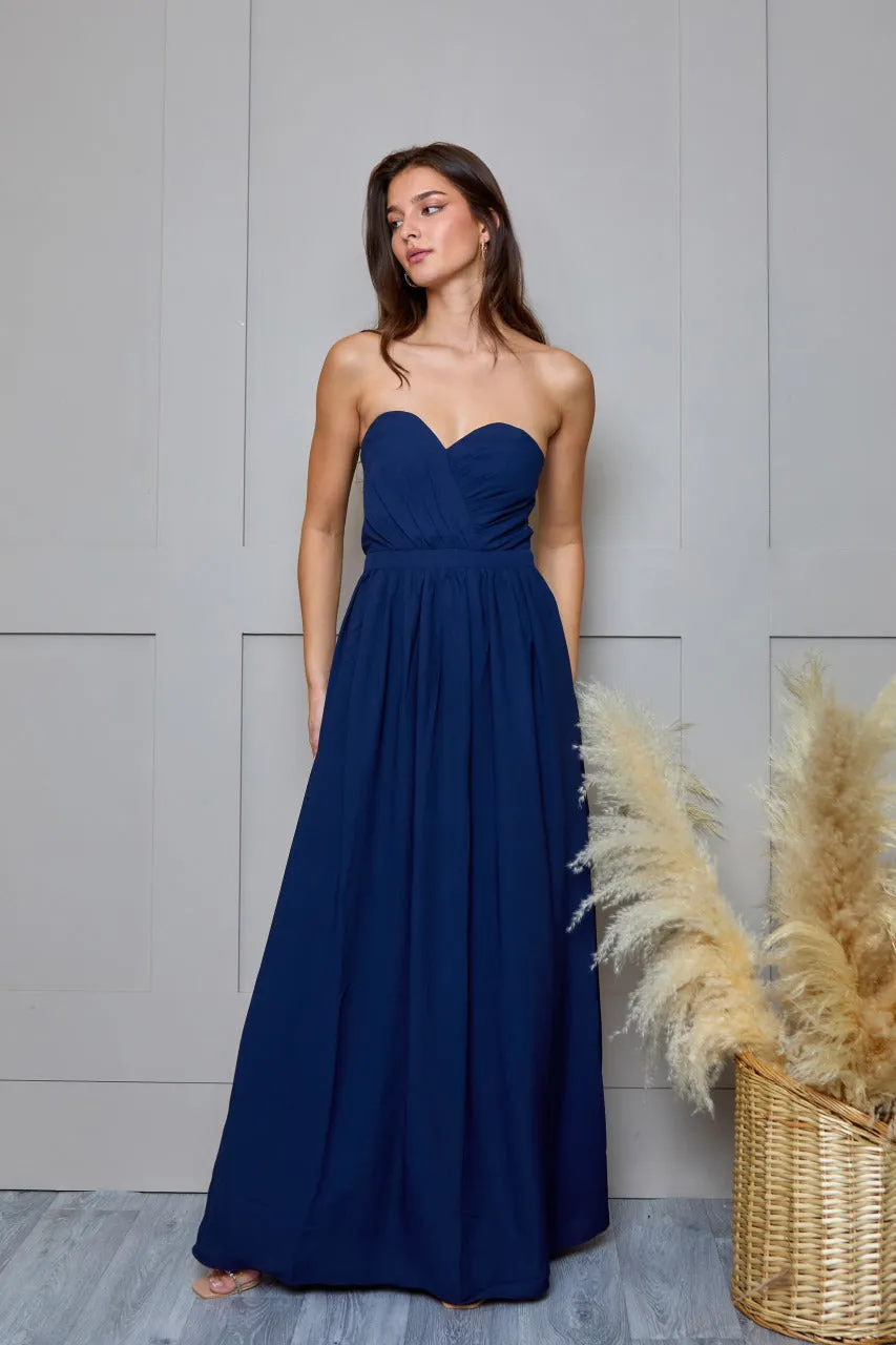 Bandeau Bridesmaids Maxi Dress in Navy sold by Chi Chi London product image thumbnail 2