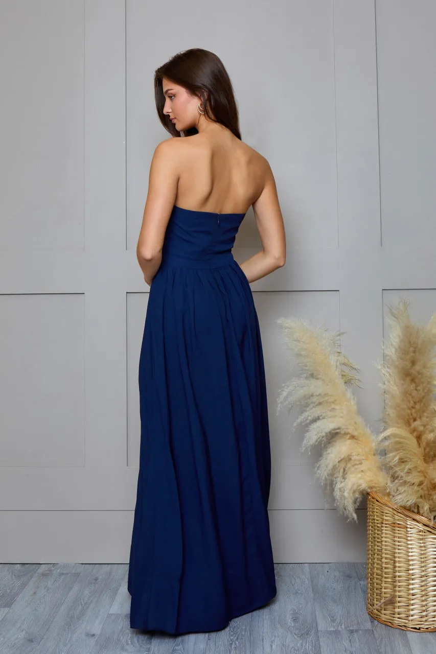 Bandeau Bridesmaids Maxi Dress in Navy sold by Chi Chi London product image thumbnail 3