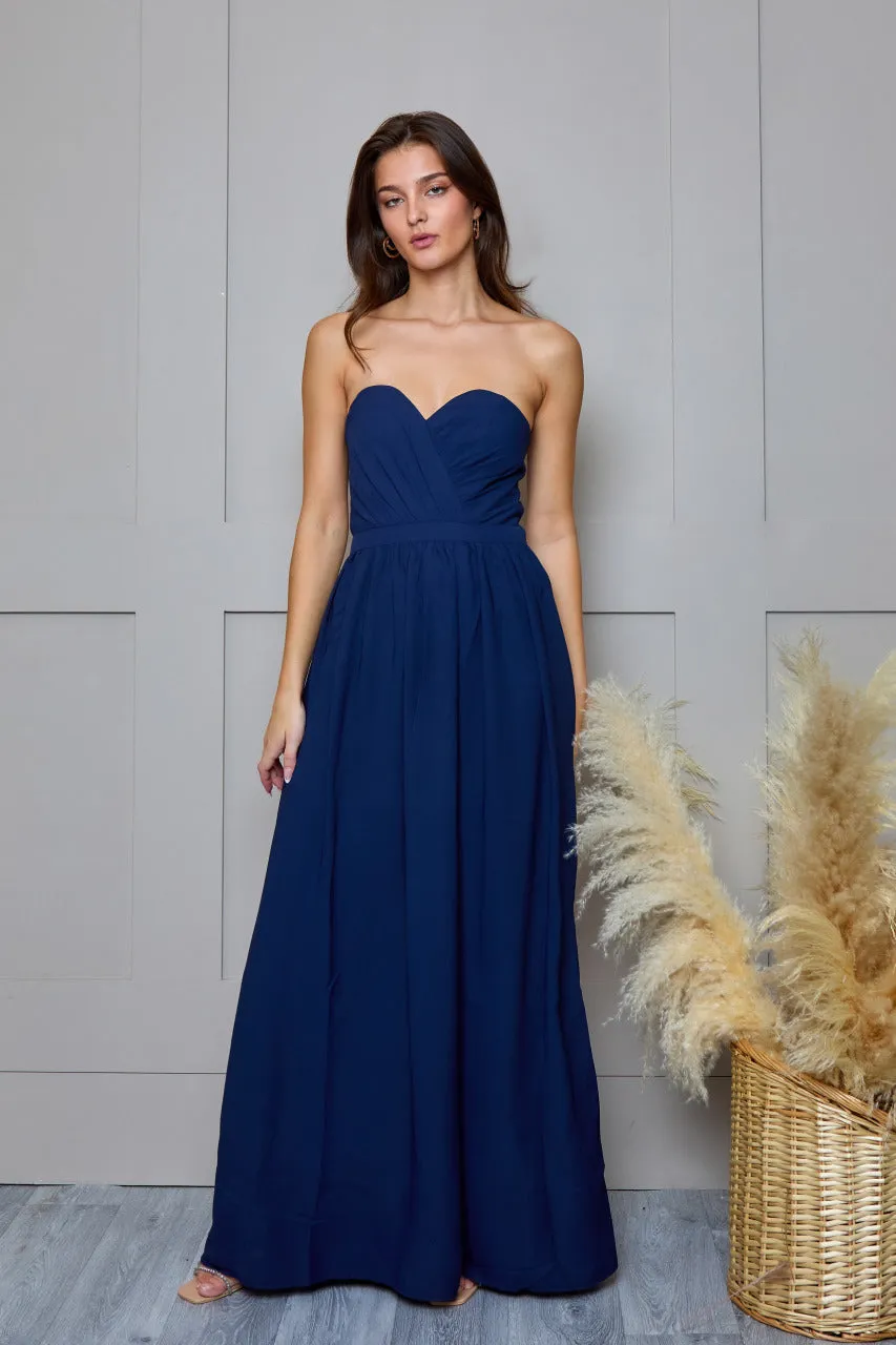 Bandeau Bridesmaids Maxi Dress in Navy sold by Chi Chi London product image thumbnail 4