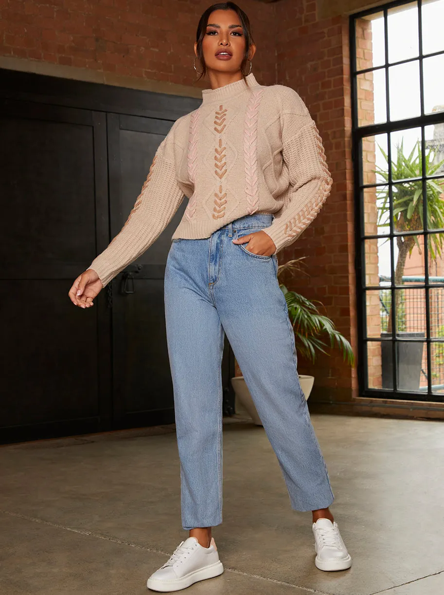 Contrast Cable Detail Jumper in Cream sold by Chi Chi London product image thumbnail 3