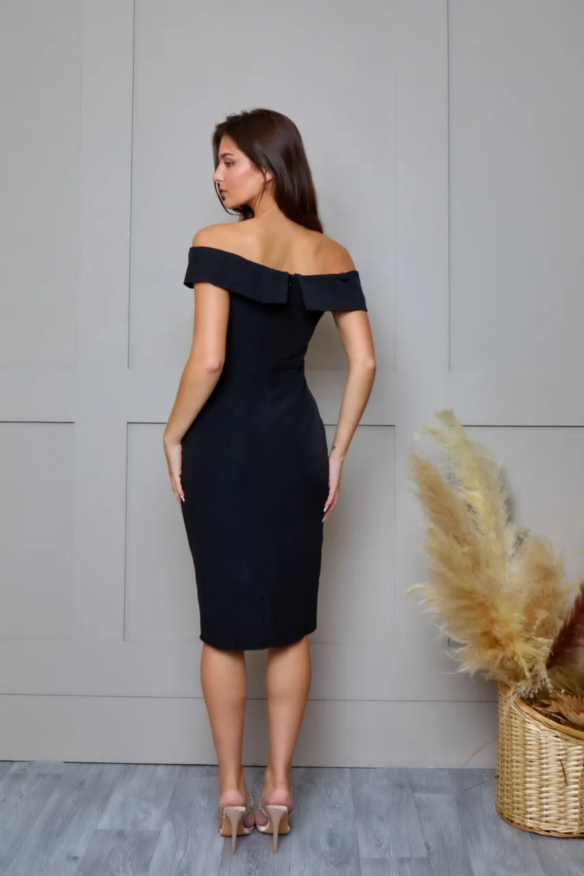 Bardot Split Detail Bodycon Midi Dress in Black sold by Chi Chi London product image thumbnail 3