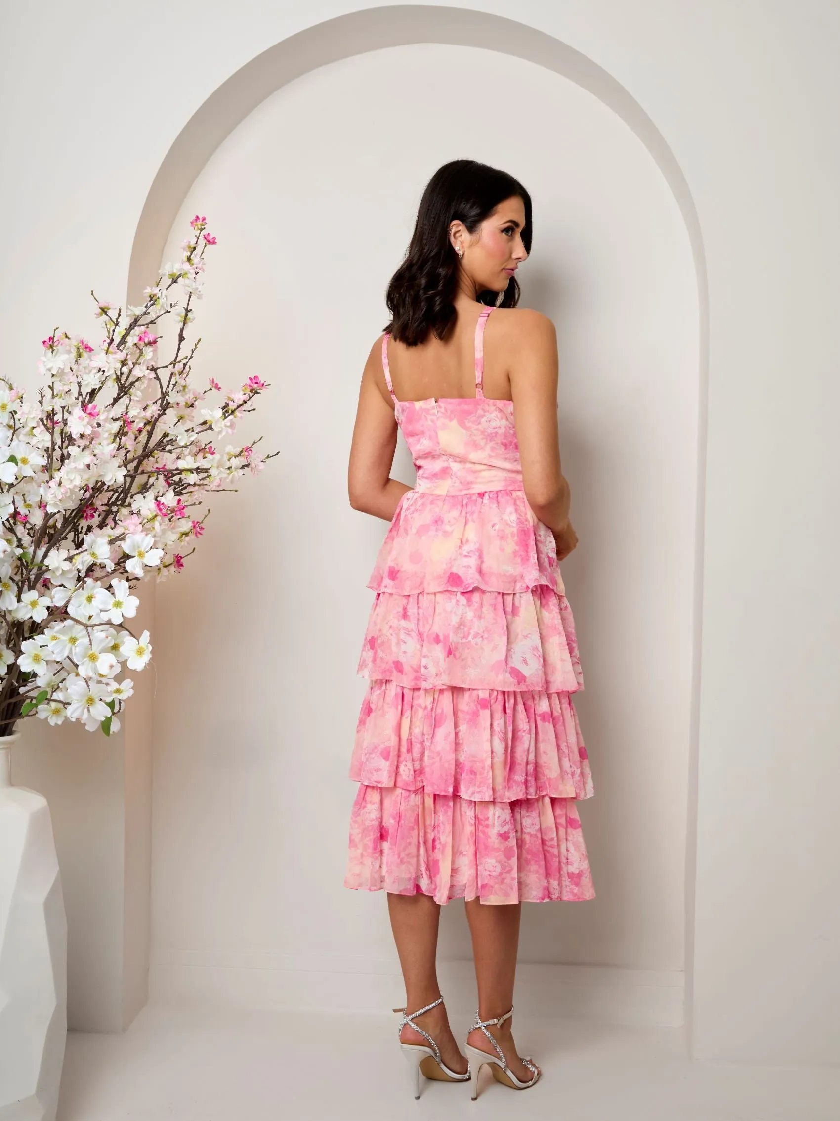Sleeveless Floral Print Midi Dress in Pink sold by Chi Chi London product image thumbnail 2